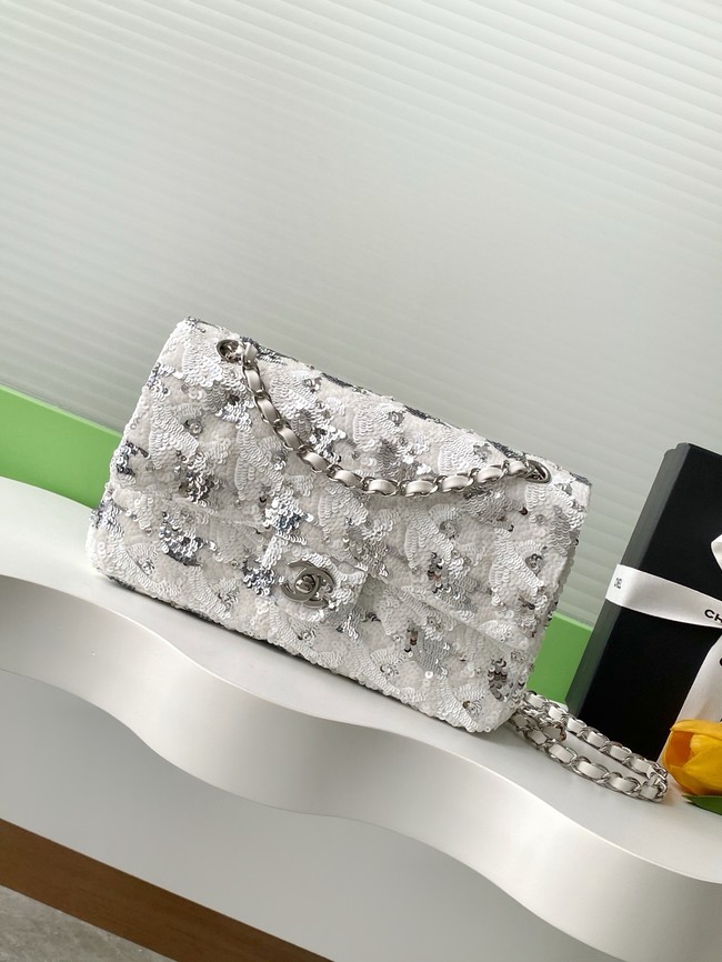 CHANEL Classic 11.12 Handbag A01112 Silver