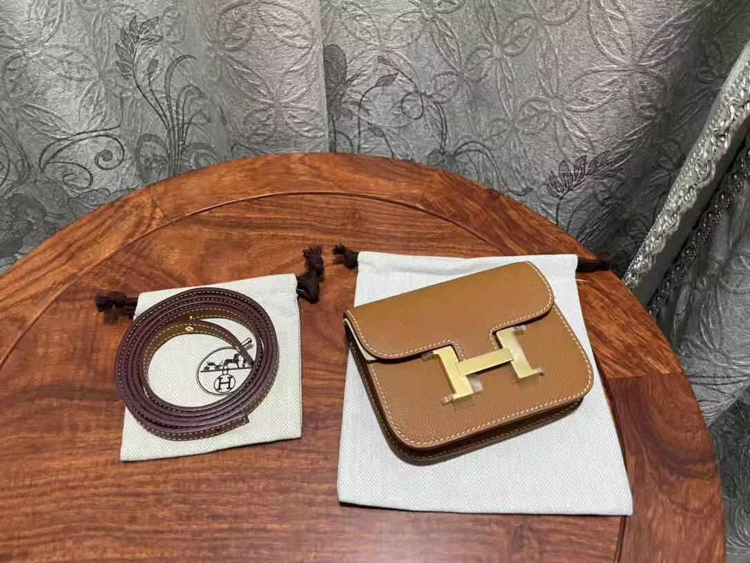 Hermes Epsom Leather Wallet Bag H8030 Brown