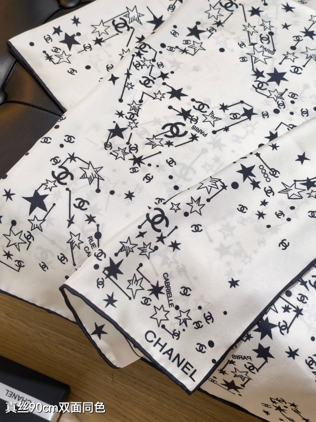 Chanel 90 Square Scarf Silk Twill KY155