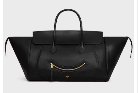Celine LARGE SMILING NEW LUGGAGE IN SUPPLE SHINY LAMBSKIN 123683 black