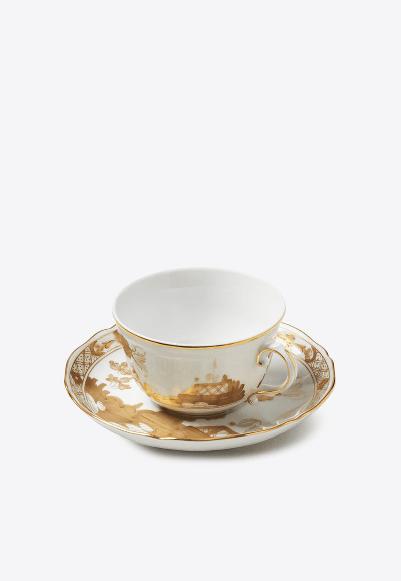 Ginori 1735 Oriente Italiano Tea Cup and Saucer White 003RG00 FTZ401010220G00133000 + 003RG00 FPT401010150G00133000