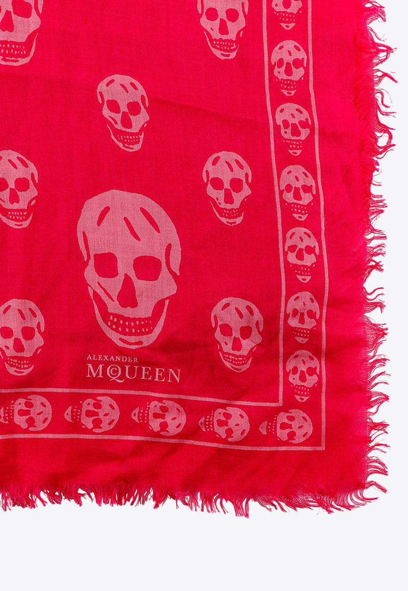 Alexander McQueen Skull Print Frayed Scarf Pink 1106403943Q_5572