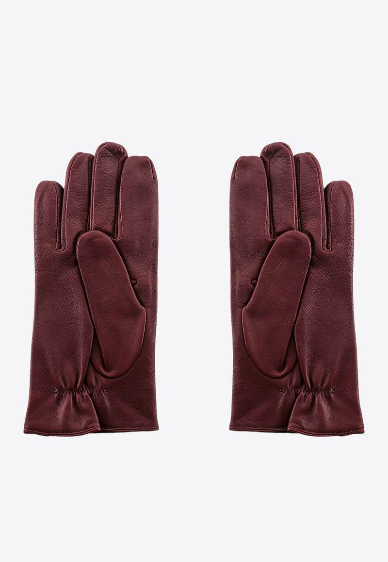 Orciani Stitched Leather Gloves Bordeaux GU0072_BRANDY