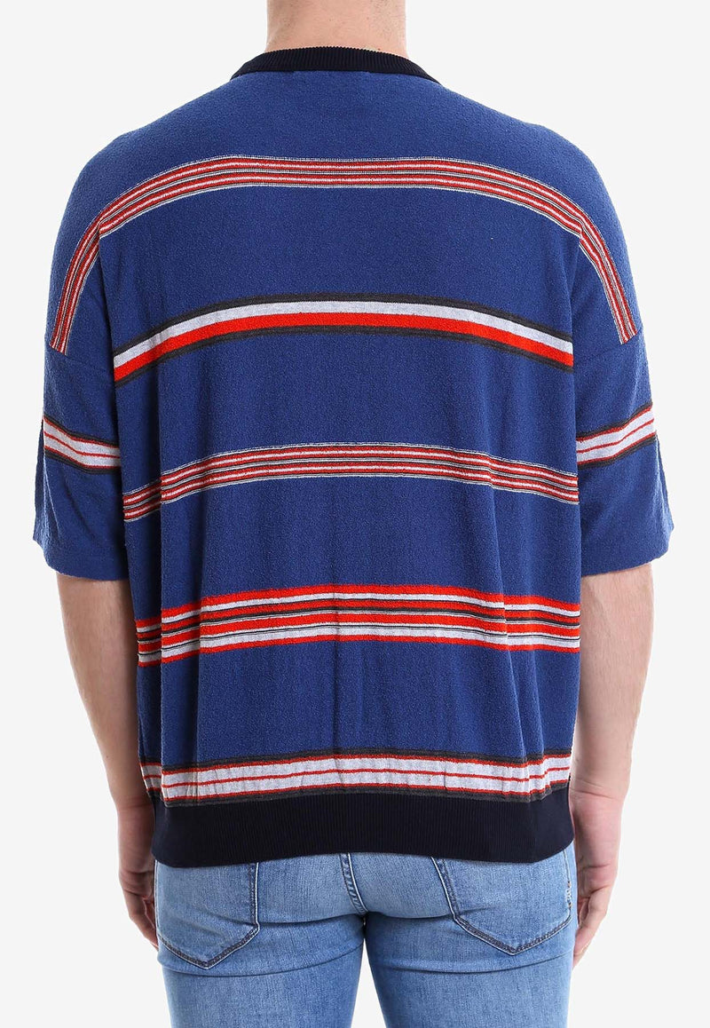 Roberto Collina Nuur Striped Crewneck T-shirt Blue RV46021_RV4614