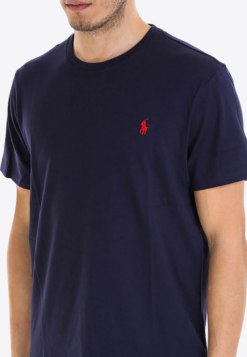 Polo Ralph Lauren Logo Embroidered Basic T-shirt Blue 710680785_004