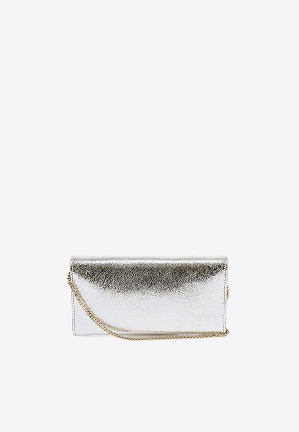 Jimmy Choo Emmie Metallic Leather Clutch Bag Pink EMMIEGLE_CHAMPAGNE