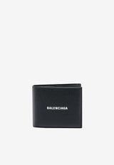 Balenciaga Logo Print Leather Wallet Black 5945491IZI3_1090