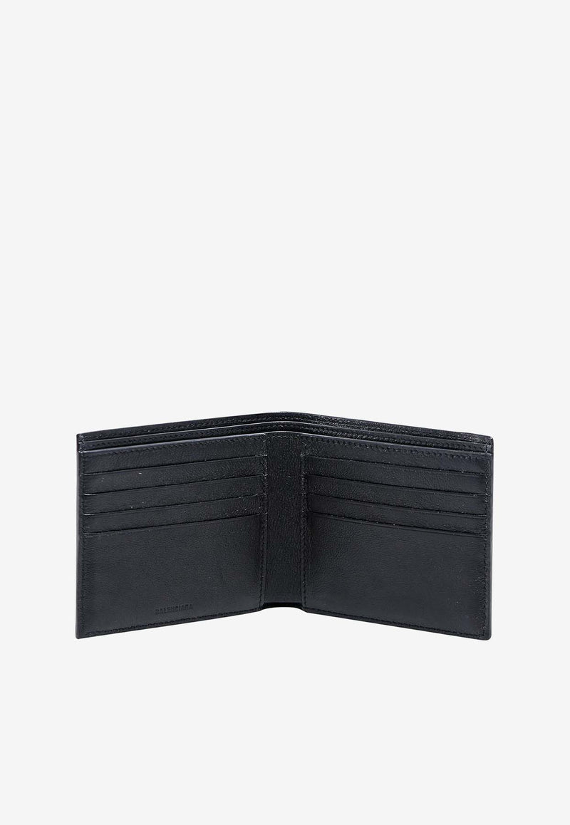 Balenciaga Logo Print Leather Wallet Black 5945491IZI3_1090