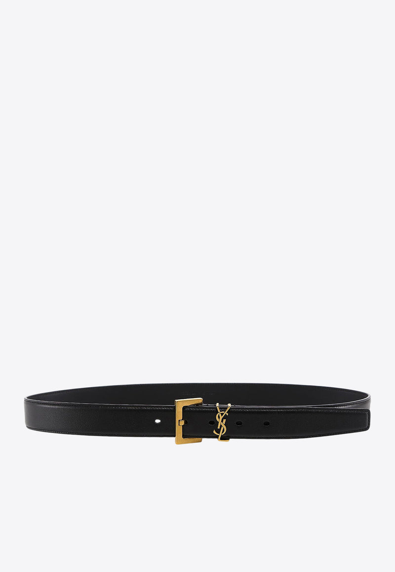 Saint Laurent Cassandre-Logo Leather Belt 634437BOO0W_1000