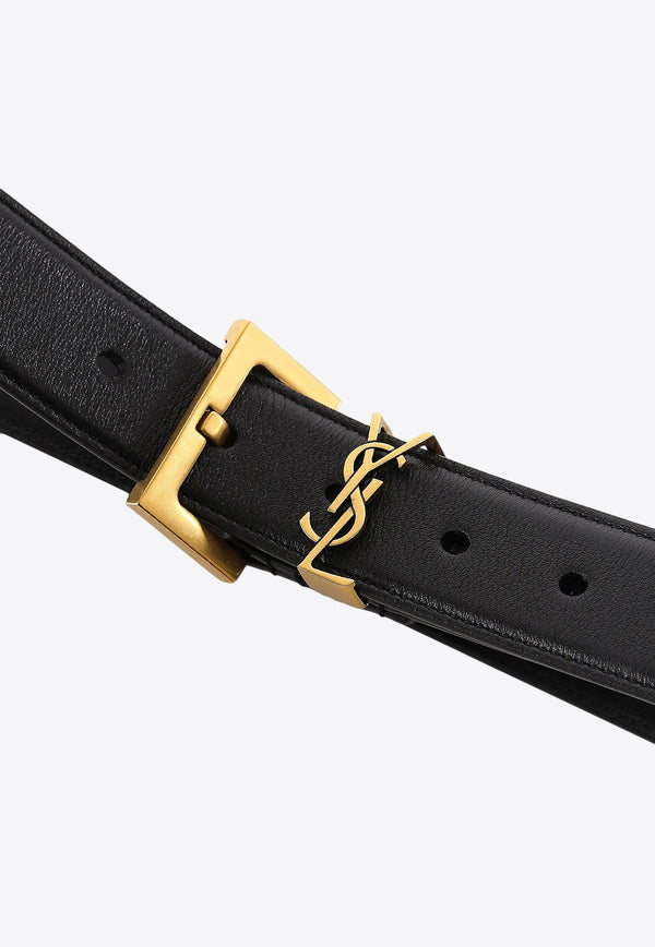 Saint Laurent Cassandre-Logo Leather Belt 634437BOO0W_1000