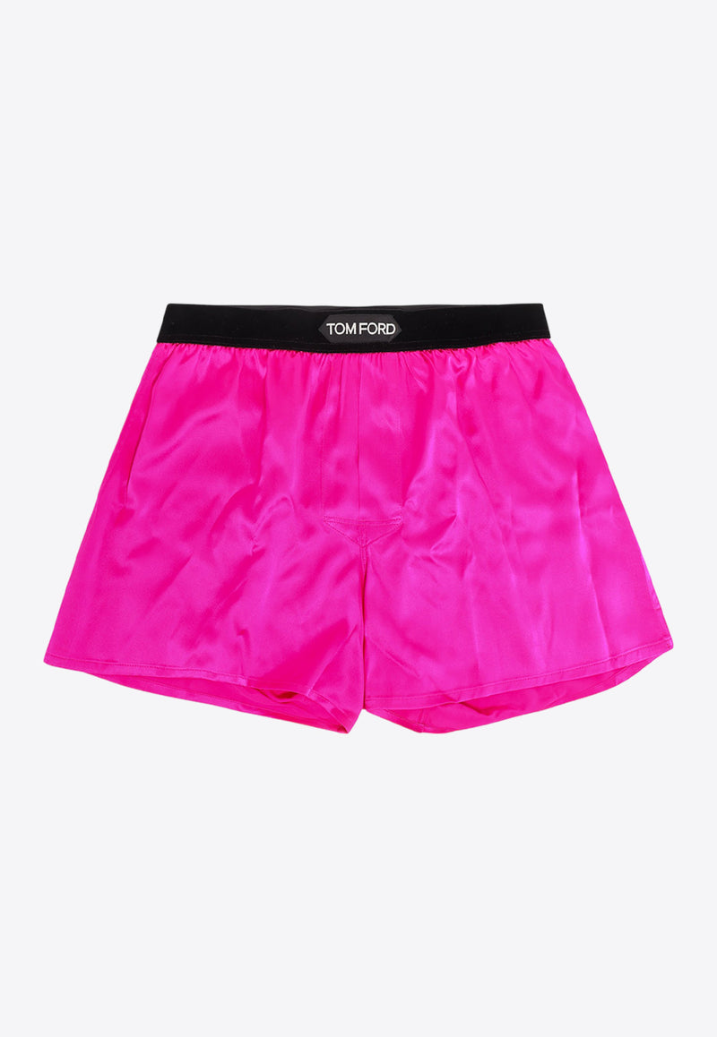 Tom Ford Logo Jacquard Silk Boxers Pink T4LE41010_672