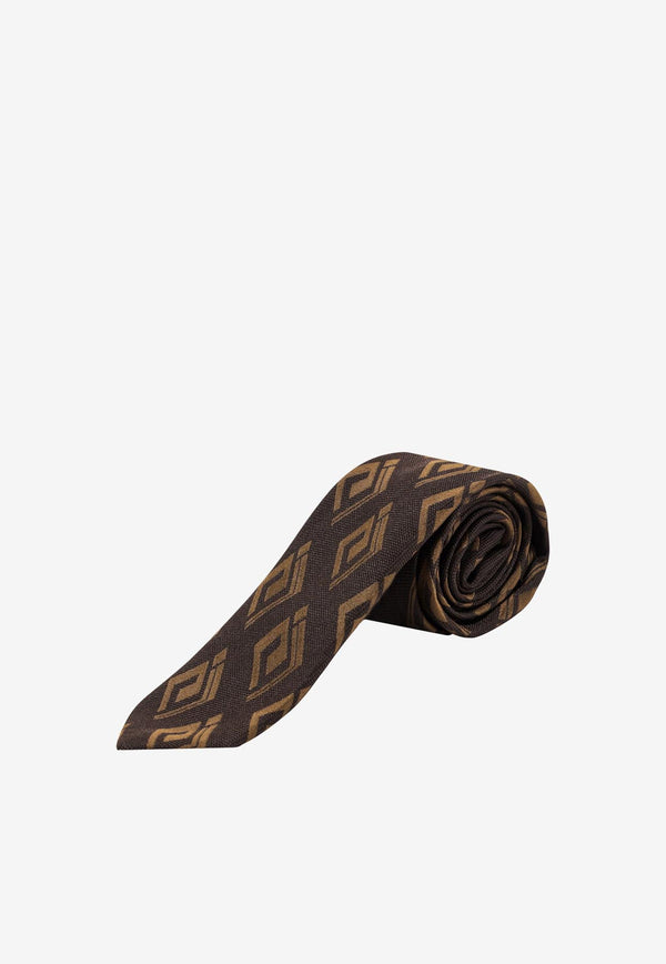 Nicky Milano Patterned Silk Tie Brown VIDEOB_6