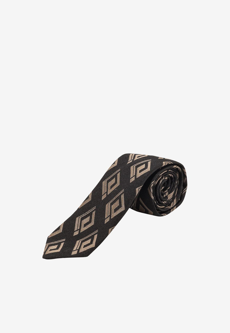 Nicky Milano Geometric Print Silk Tie Black VIDEOB_8