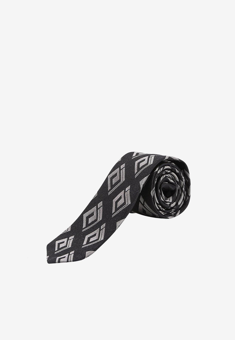 Nicky Milano Patterned Silk Tie Gray VIDEOB_9