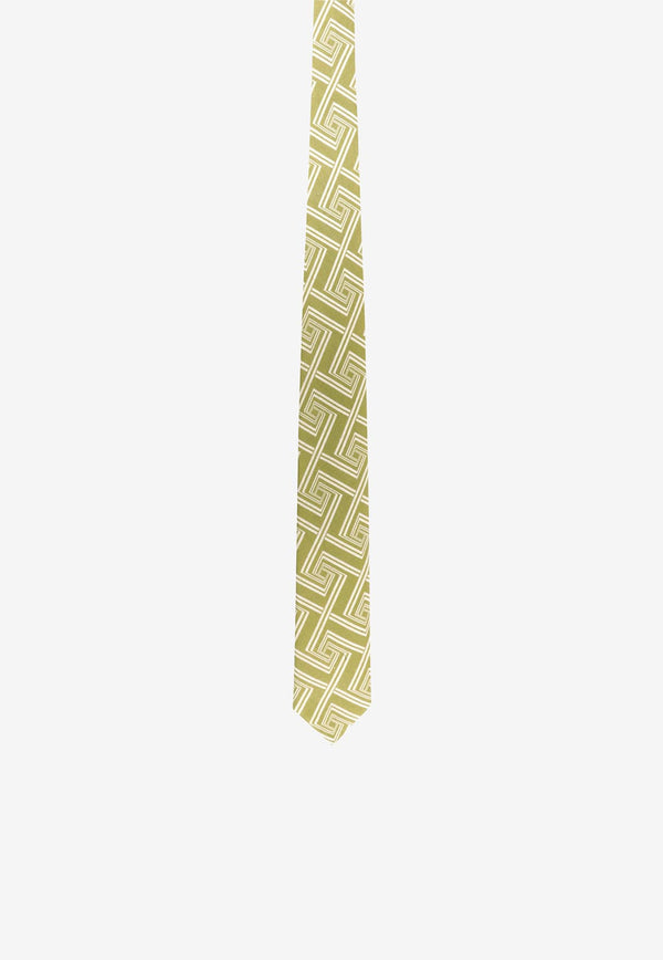 Nicky Milano Patterned Linen Tie Green VICEH_5