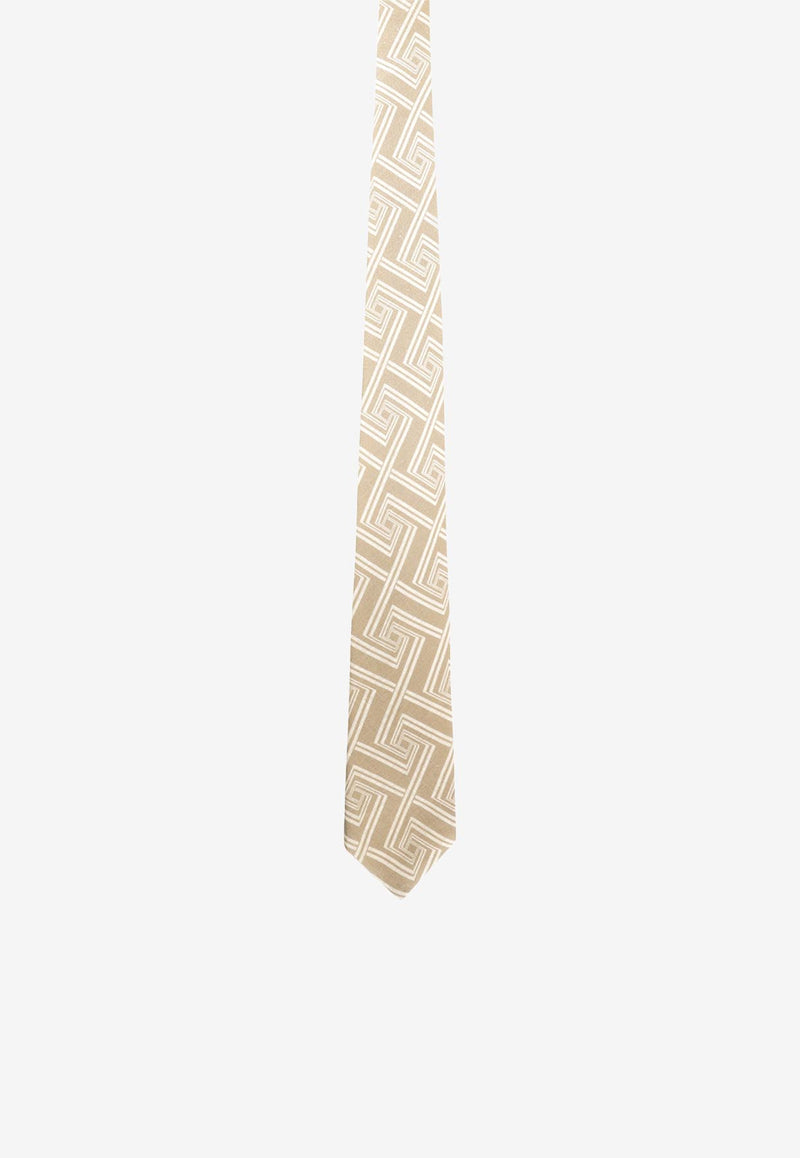 Nicky Milano Patterned Linen Tie Beige VICEH_8