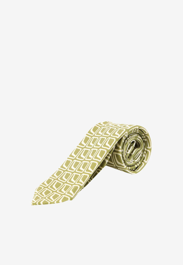 Nicky Milano Patterned Linen Tie Green VICEI_5