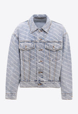 Alexander Wang Falling Back Logo Print Denim Jacket Light Blue 4DC2202756_270