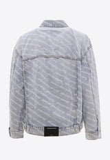 Alexander Wang Falling Back Logo Print Denim Jacket Light Blue 4DC2202756_270