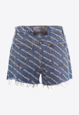 Alexander Wang Bite Logo Print Denim Shorts Blue 4DC1214897_460