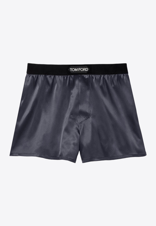 Tom Ford Logo Jacquard Silk Boxers Gray T4LE41010_010