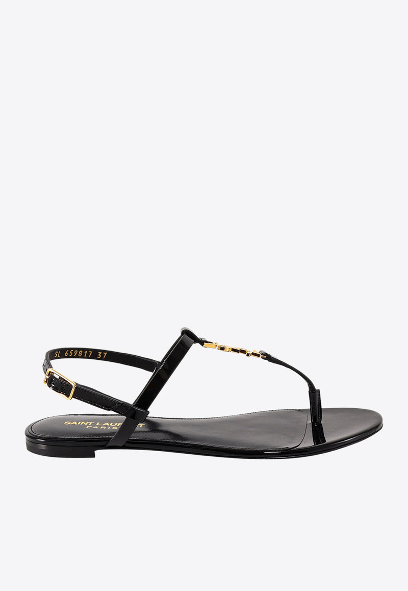 Saint Laurent Cassandra Patent Leather Flat Sandals 659817B8IKK_1000