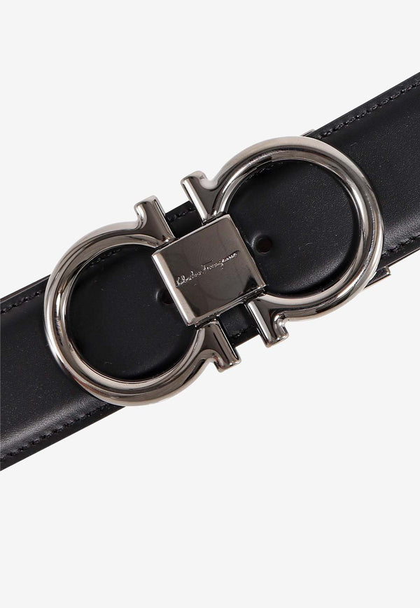 Salvatore Ferragamo Reversible Gancini Leather Belt Black 679938694531_NERO