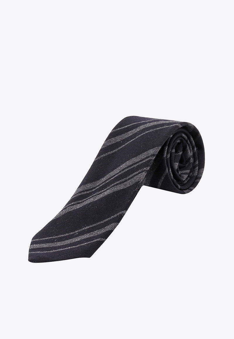 Nicky Milano Striped Wool-Blend Tie Gray ZENOF_4