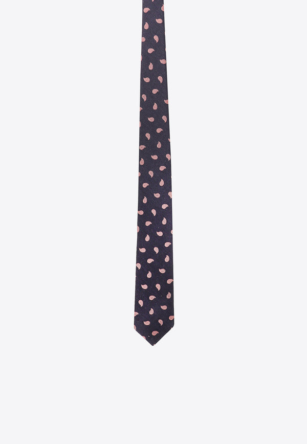 Nicky Milano Paisley-Pattern Wool-Blend Tie Blue ZINCOD_2