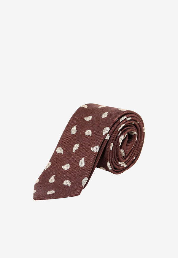 Nicky Milano Patterned Wool-Blend Tie Brown ZINCOD_7