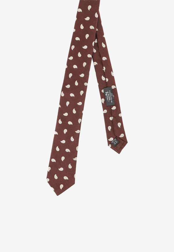 Nicky Milano Patterned Wool-Blend Tie Brown ZINCOD_7