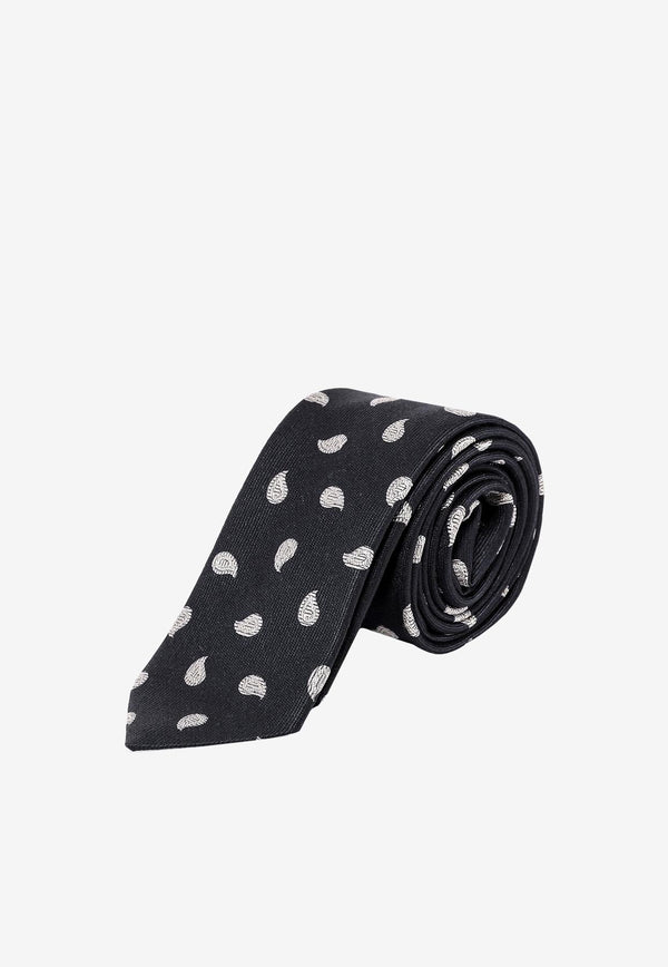 Nicky Milano Patterned Wool-Blend Tie Black ZINCOD_8