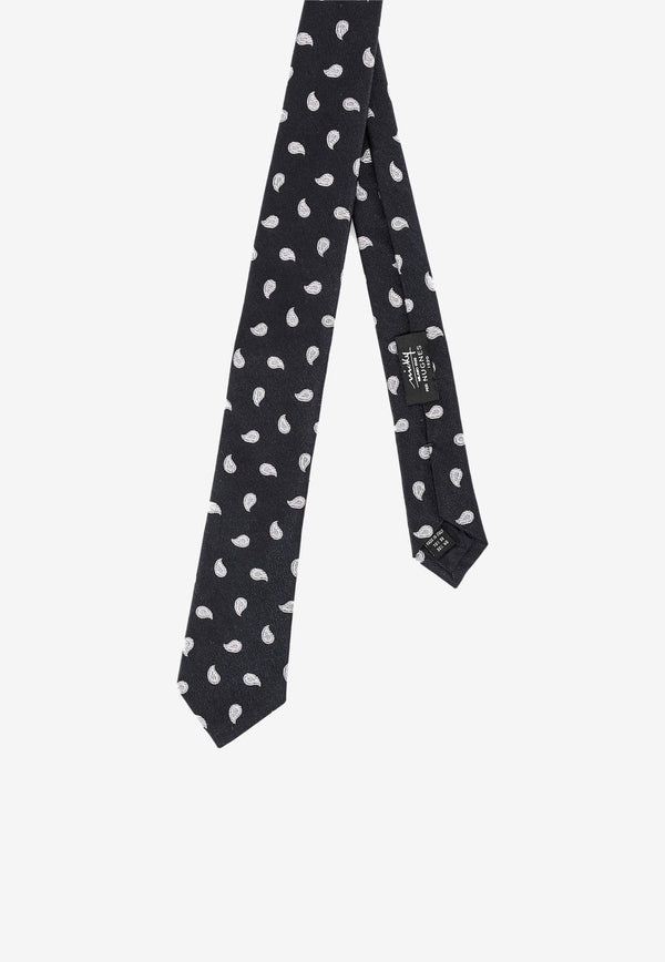 Nicky Milano Patterned Wool-Blend Tie Black ZINCOD_8