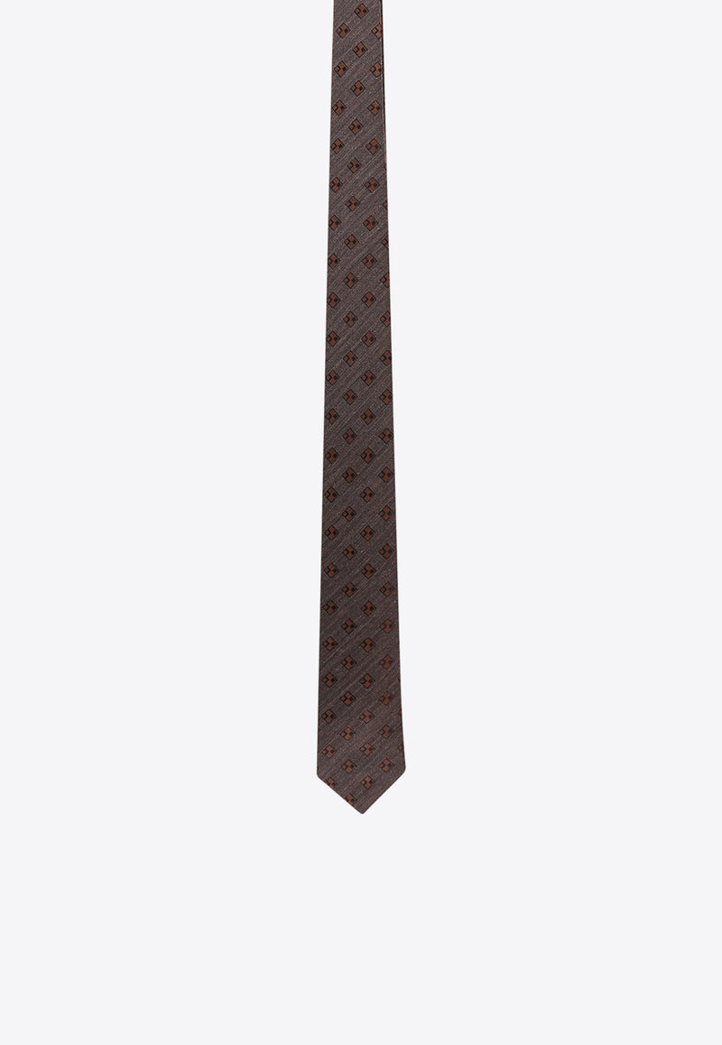 Nicky Milano Patterned Wool-Blend Tie Brown ZINCOG_8