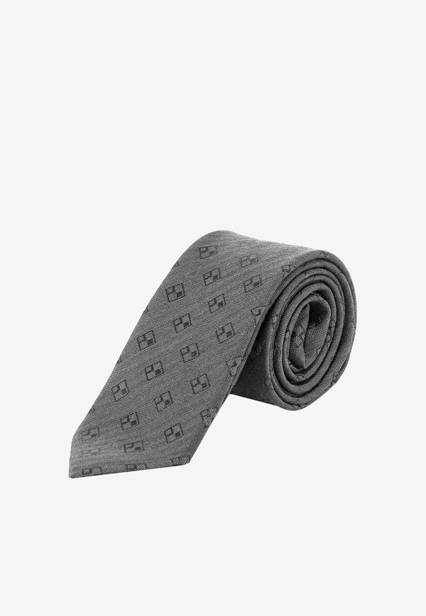 Nicky Milano Patterned Wool-Blend Tie Gray ZINCOG_10