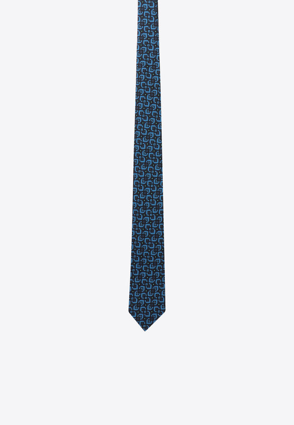 Nicky Milano Patterned Wool-Blend Tie Blue ZEROF_1