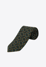 Nicky Milano Patterned Wool-Blend Tie Green ZEROF_3