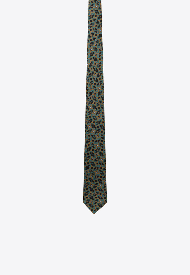 Nicky Milano Patterned Wool-Blend Tie Green ZEROF_3