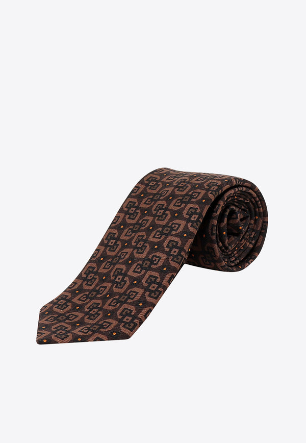 Nicky Milano Patterned Wool-Blend Tie Brown ZEROF_4