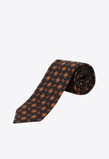 Nicky Milano Patterned Wool-Blend Tie Brown ZEROC_3