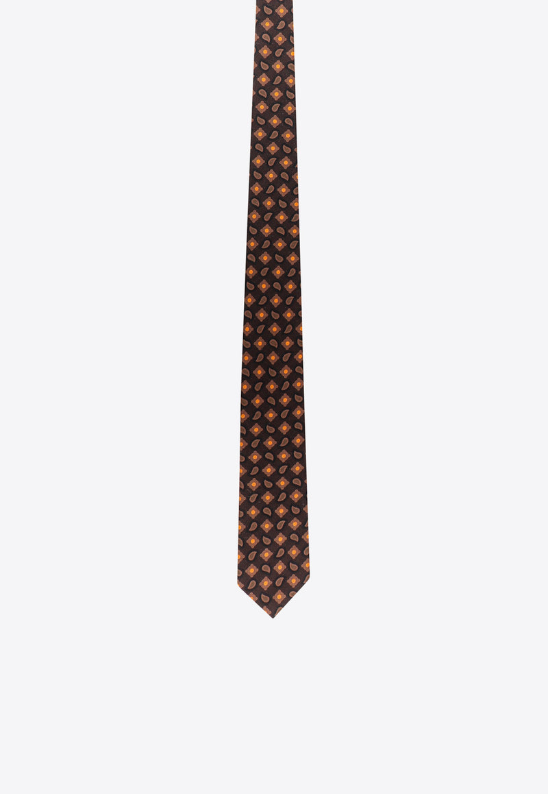 Nicky Milano Patterned Wool-Blend Tie Brown ZEROC_3