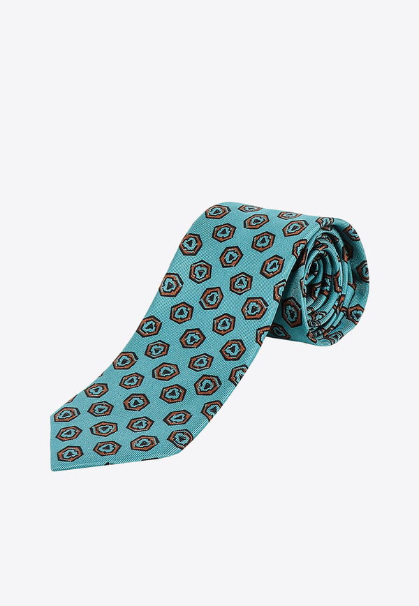 Nicky Milano Patterned Silk Tie Green ZIGULID_3