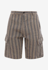 Original Vintage Style Striped Cargo Shorts Green CURD304TO304_KAKI