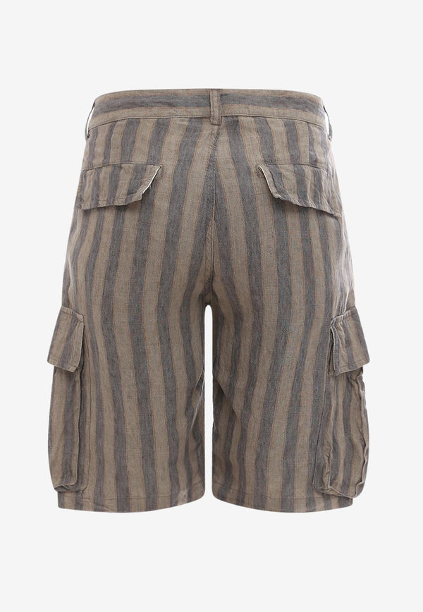 Original Vintage Style Striped Cargo Shorts Green CURD304TO304_KAKI