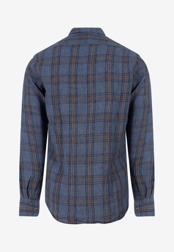 Original Vintage Style Madras Check Long-Sleeved Shirt Blue TESLA305TO305_JAENS