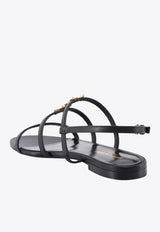 Saint Laurent Cassandra Slingback Flat Sandals in Calf Leather Black 652758BDATT_1000