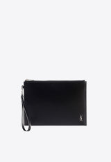 Saint Laurent Cassandra Leather Pouch Black 6838271JB0E_1000