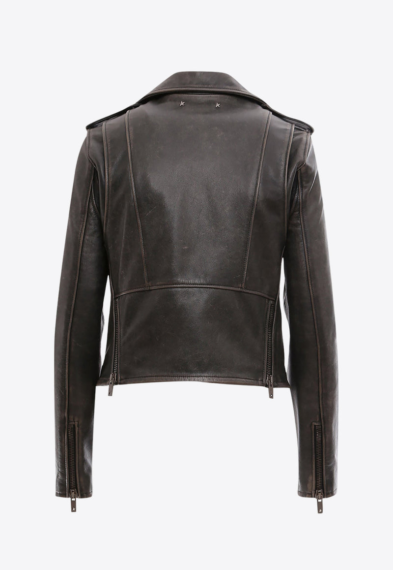 Golden Goose DB Leather Distressed Biker Jacket GWP00848P000647_90100