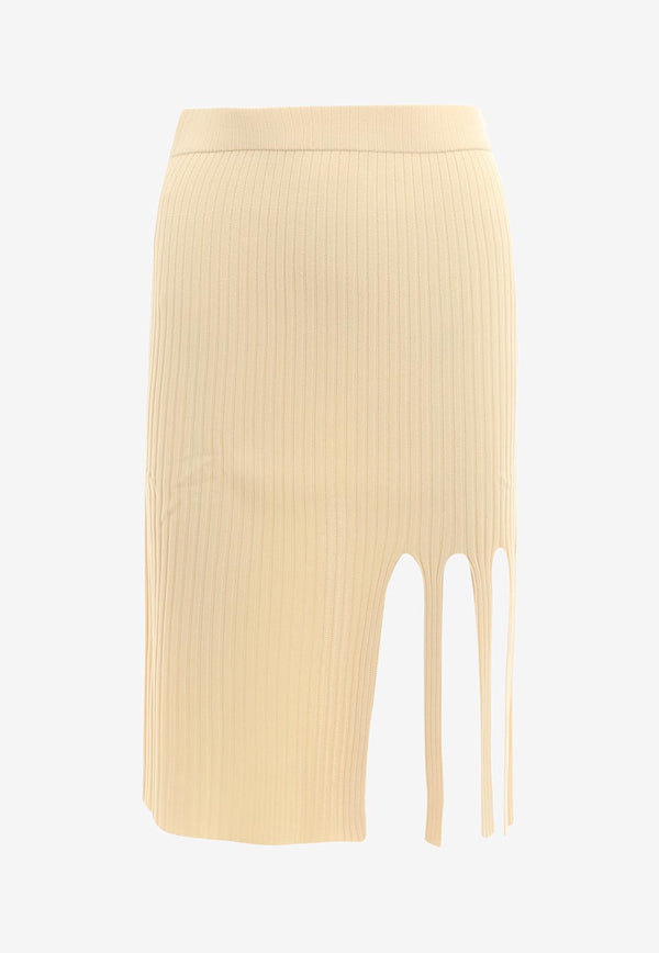 K Krizia Asymmetrical Ribbed Skirt Yellow J1CX1731M_YELLOW