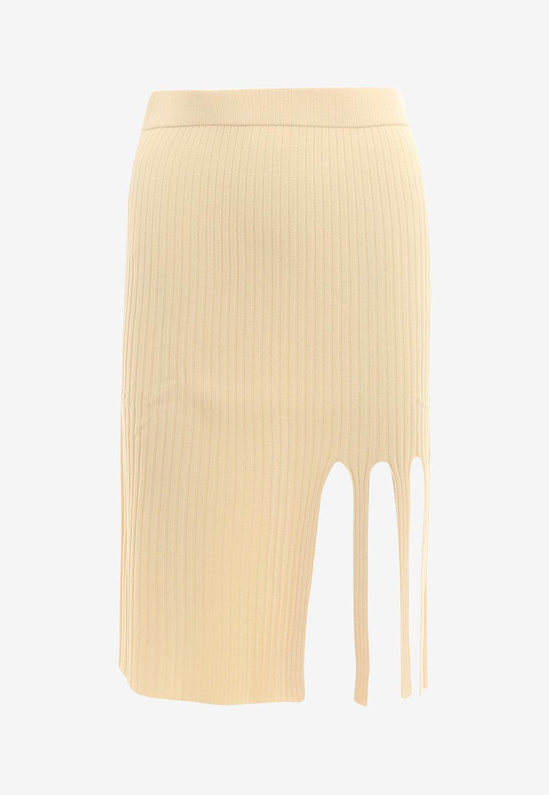 K Krizia Asymmetrical Ribbed Skirt Yellow J1CX1731M_YELLOW